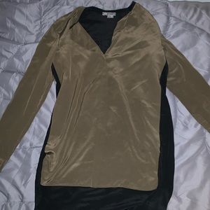 army green & black vince blouse
